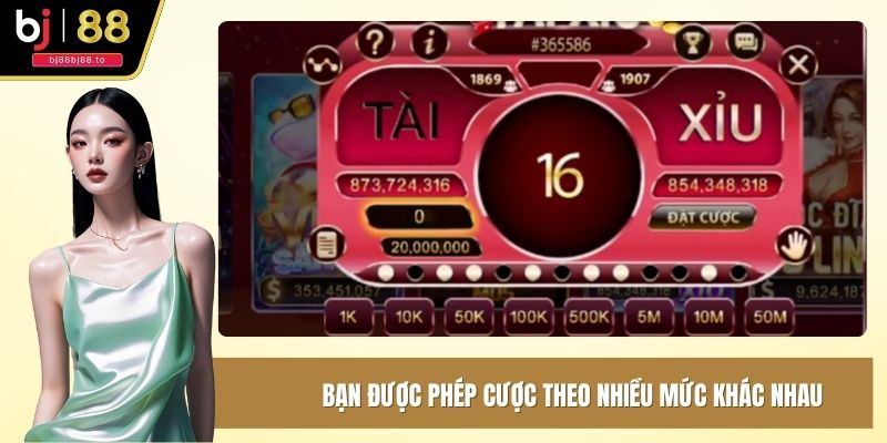 Bạn được phép cược theo nhiều mức khác nhau, phù hợp với ngân sách